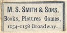 M.S. Smith & Sons, Book Pictures Games, Oakland, California (22mm x 10mm, ca.1890s). Courtesy of Robert Behra.