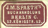 J.M. Spaeth's Buchhandlung, Berlin (25mm x 14mm)