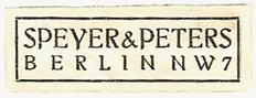 Speyer & Peters, Berlin, Germany (37mm x 14mm, ca.1925)