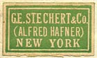 G.E. Stechert & Co. (Alfred Hafner), New York  (green/tan, 22mm x 13mm, ca.1941)
