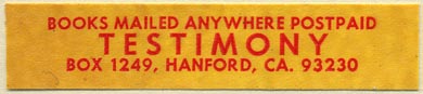 Testimony, Hanford, Calif. (64mm x 14mm)