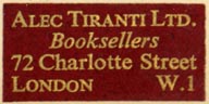 Alec Tiranti Ltd., Booksellers, London, England (31mm x 16mm)