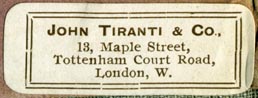 John Tiranti & Co., London, England (42mm x 16mm)