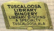 Tuscaloosa Library Bindery, Tuscaloosa, Alabama (28mm x 16mm, ca.1940s)