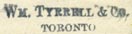 Wm. Tyrrell & Co., Toronto, Canada (21mm x 5mm, ca.1906?)