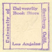 University Book Store - University of Southern California, Los Angeles, California (inkstamp, 27mm x 27mm)