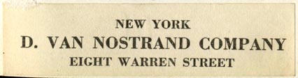 D. Van Nostrand Co., New York (70mm x 18mm)