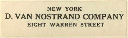 D. Van Nostrand Co., New York, NY (70mm x 20mm). Courtesy of Robert Behra.