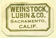 Weinstock, Lubin & Co., Sacramento, California (28mm x 19mm). Courtesy of Donald Francis.