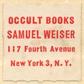 Samuel Weiser, Occult Books, New York, NY (19mm x 19mm). Courtesy of Robert Behra.