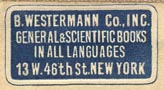 B. Westermann, New York, NY (25mm x 13mm, ca.1935).