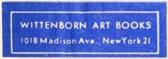 Wittenborn Art Books, New York, NY (39mm x 14mm). Courtesy of Robert Behra.